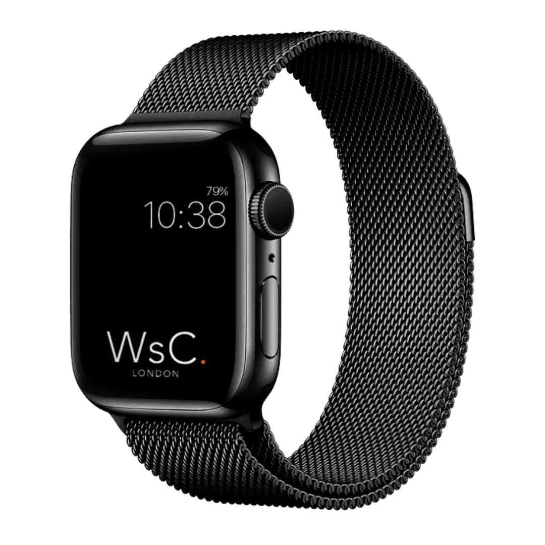 Black | Apple Watch Milanese Magnetic Loop Strap | Stainless Steel Band  | 42mm / 44mm / 45mm