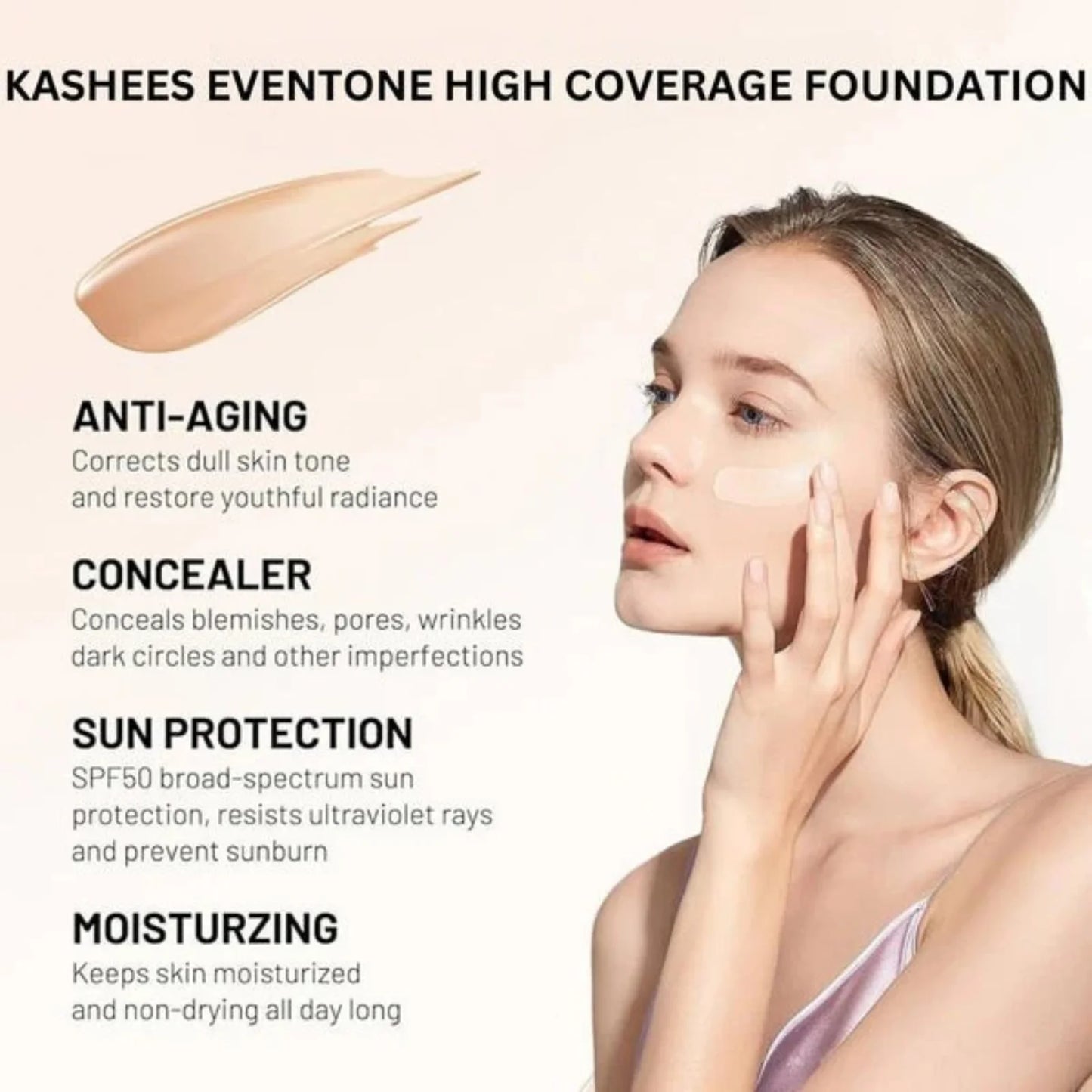 Kashees Eventone Liquid Foundation | High Coverage Long Lasting Radiant Makeup Base 20 ml