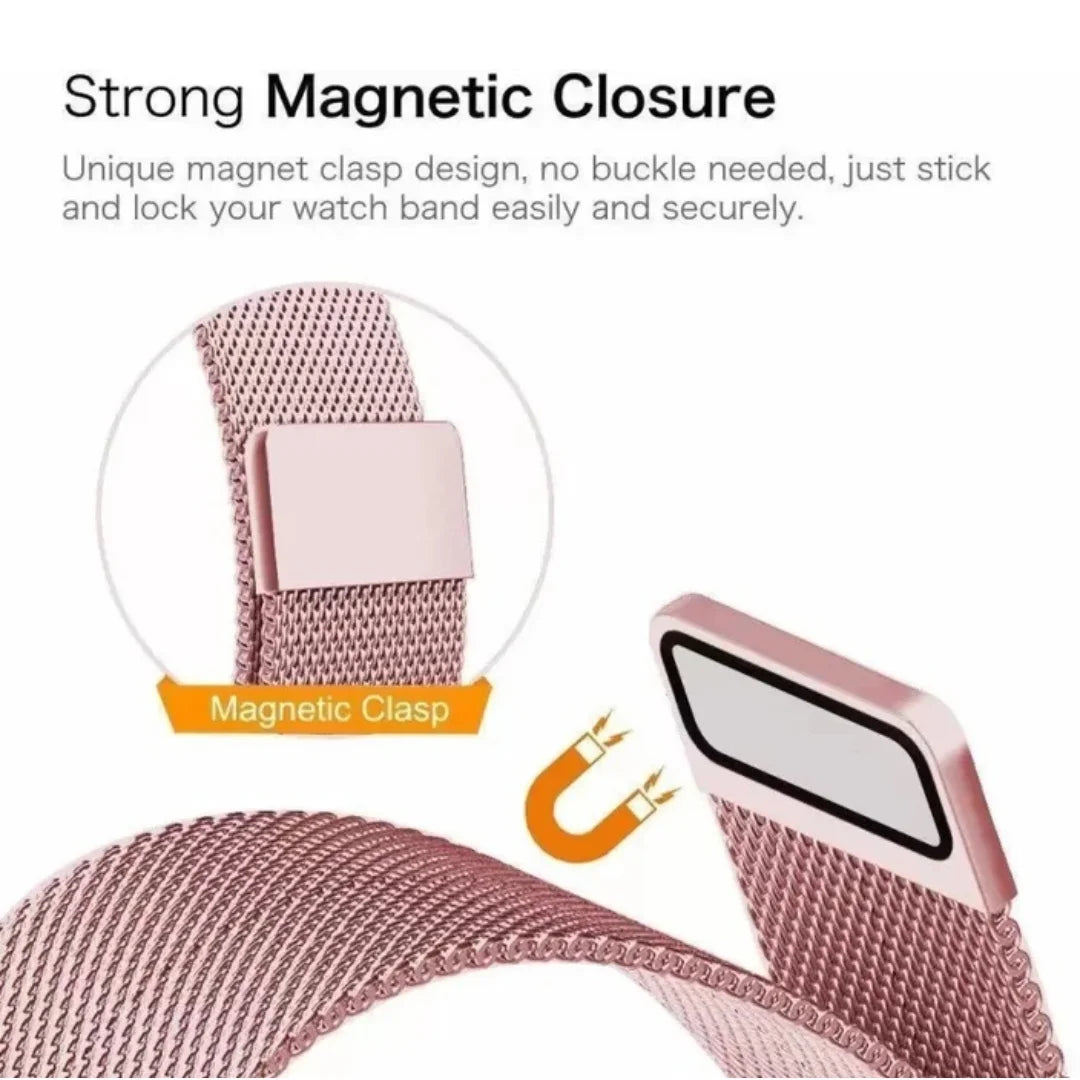 Rose Pink | Apple Watch Milanese Magnetic Loop Strap | Stainless Steel Band  | 42mm / 44mm / 45mm