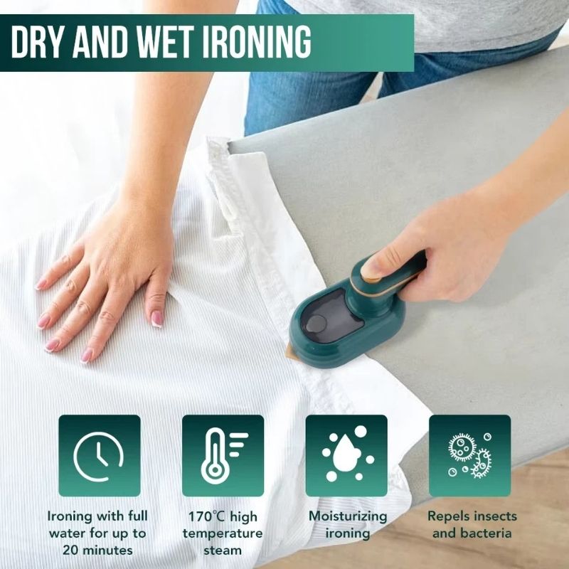 Portable Mini Steam Iron | Handheld Garment Steamer Wrinkle Remover Travel-Friendly