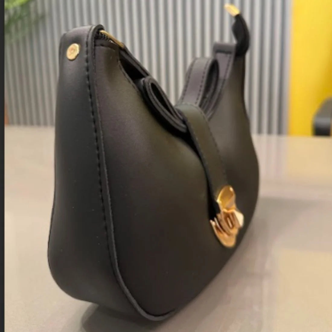Crescent Leather Luxury Shoulder Bag for Women | Black
