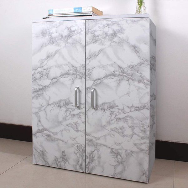 White & Dark Grey | Marble Sheet Sticker 60x200cm | Waterproof Self-Adhesive PVC Wallpaper for Furniture Walls
